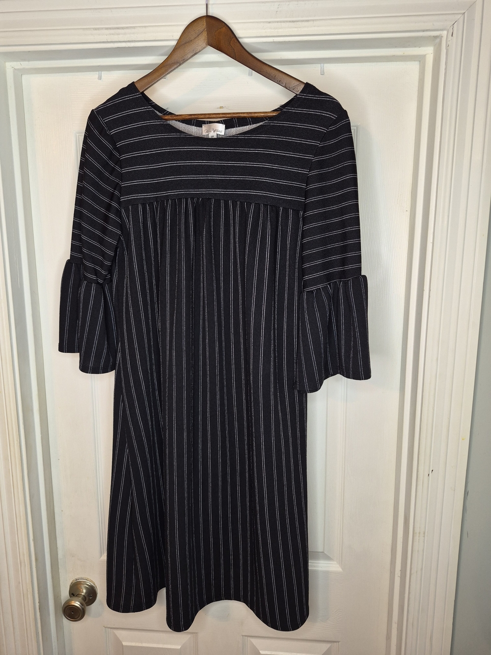 Olivia Matthews Black and White Pinstripe A-Line Dress 1x